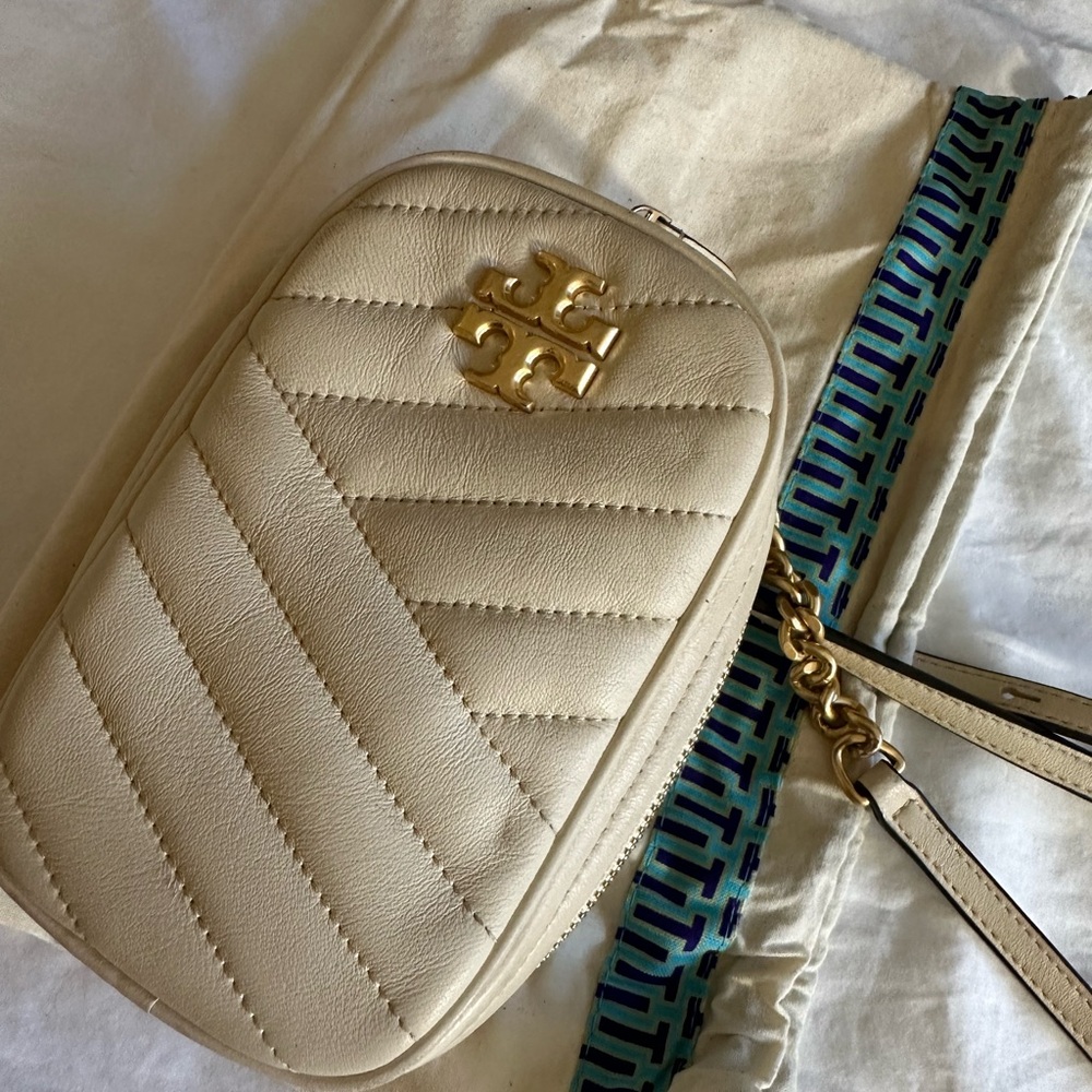 Tory Burch Beige Quilted Crossbody Bag